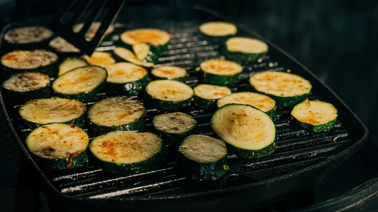 cooked zucchini on black grill
