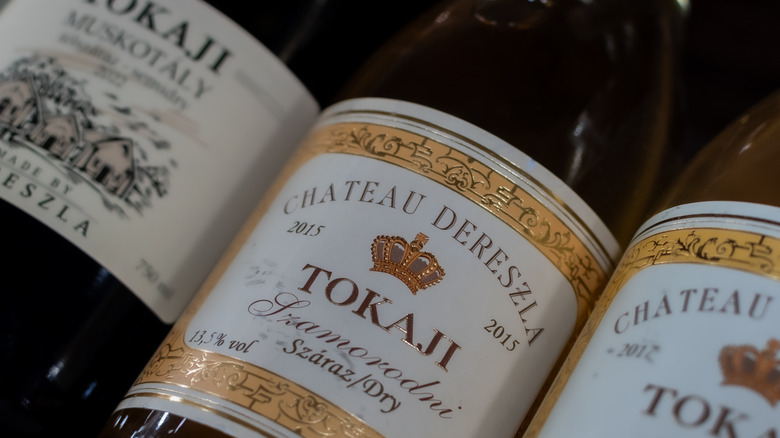 Bottles of Tokaji wine.