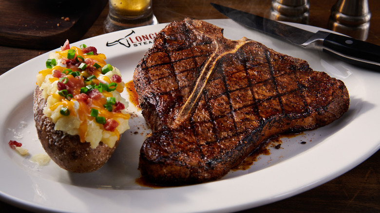 Steak on Longhorn Steakhouse plate