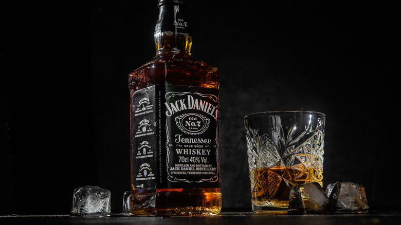 A bottle of Jack Daniel's and a glass