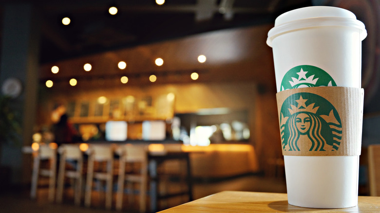 Starbucks coffee in counter on store