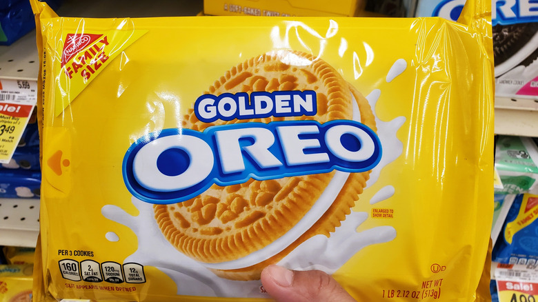 A family sized package of Golden Oreo