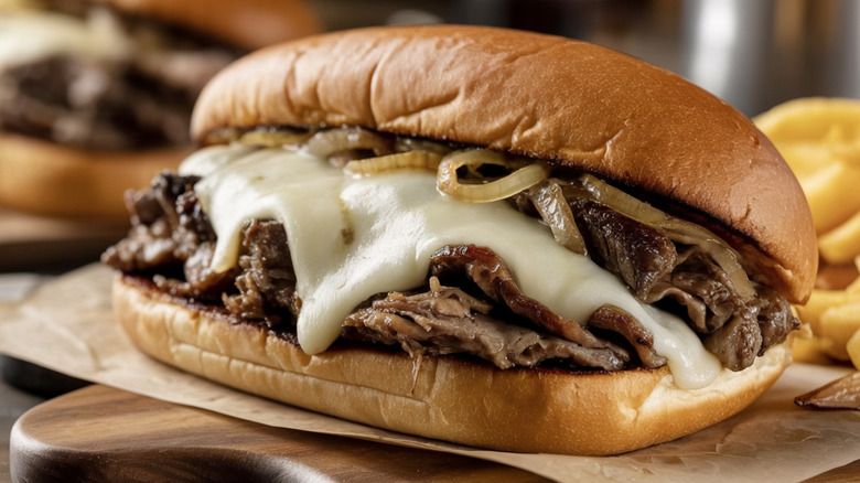 Philly cheesesteak with provolone and onions