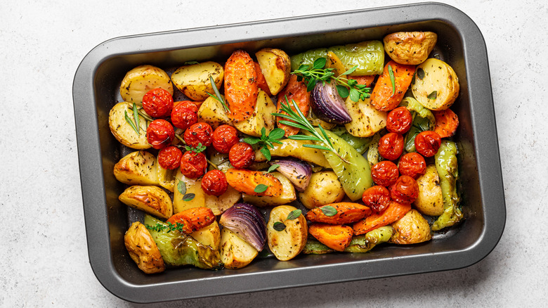 Oven roasted seasonal vegetables.