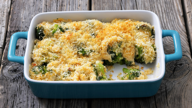 Crunchy baked broccoli topped with panko.