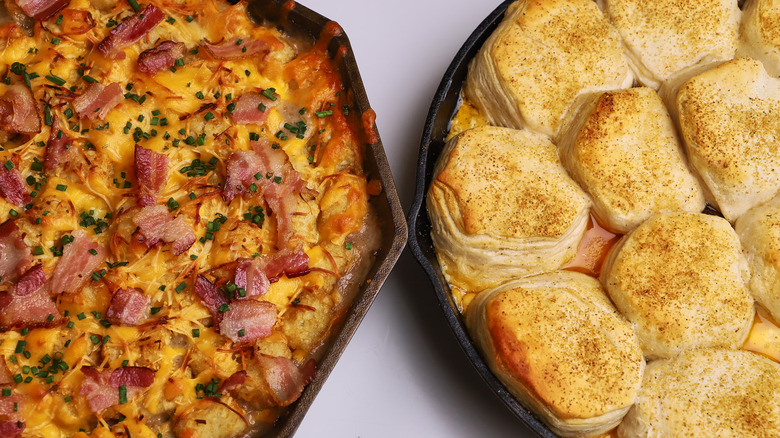 Side by side cheesy casseroles