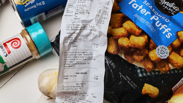 Receipt on top of ingredients