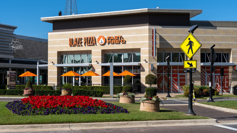 Outside of a Blaze Pizza fast casual restaurant
