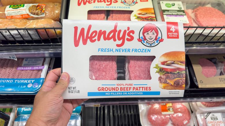 A box of Wendy's ground beef patties