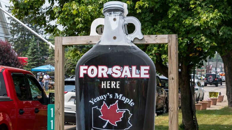 giant maple syrup bottle on signage