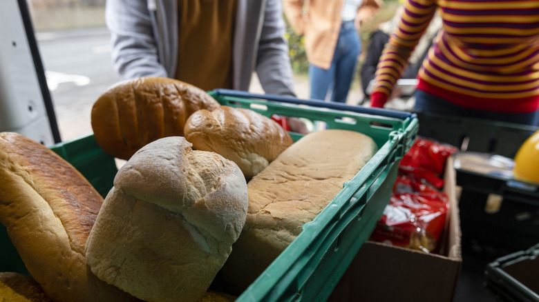 loaves of bread on a van