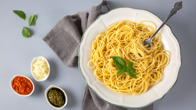 Bowl of pasta with seasonings