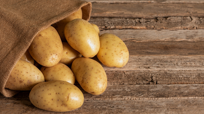 Burlap bag of potatoes