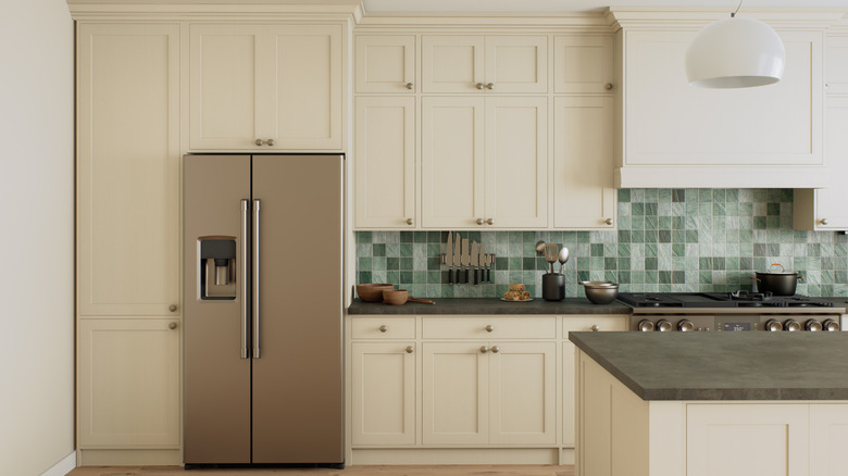Kitchen with a high-end fridge