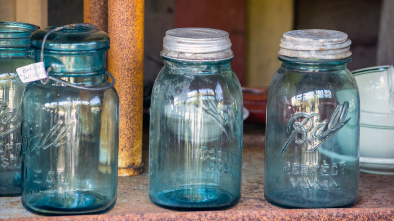 blue mason jar