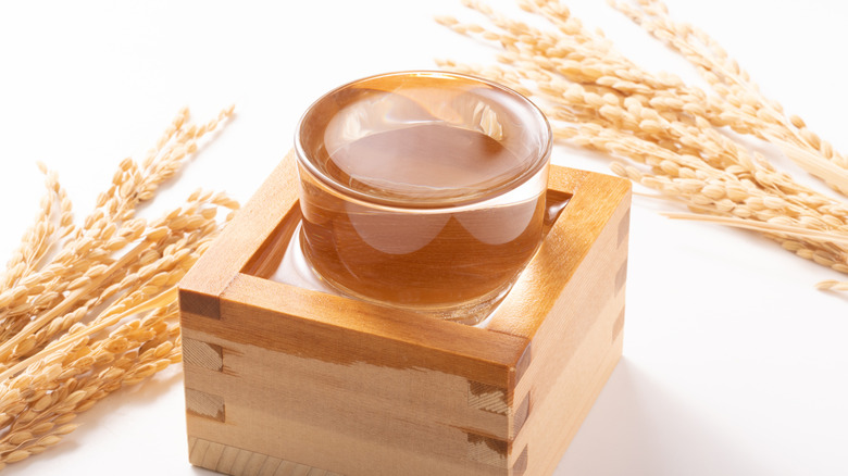 sake glass in masu box