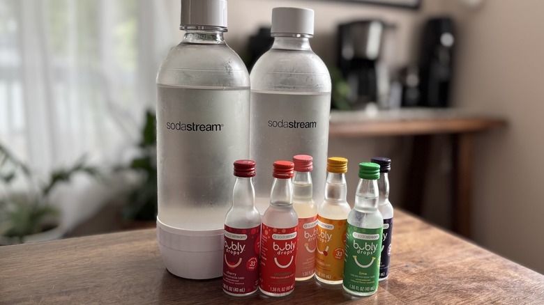 SodaStream bottles and flavorings