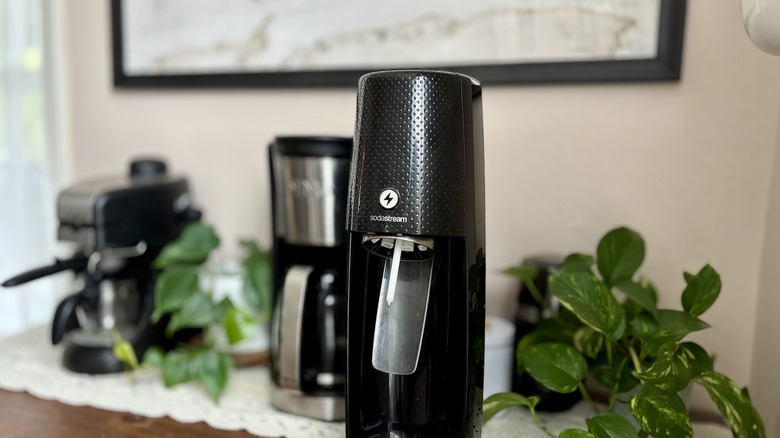 SodaStream in front of coffee maker