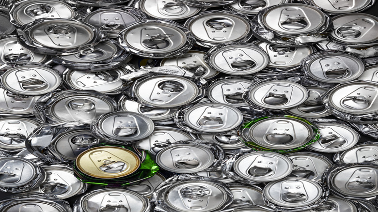 aluminum cans overhead shot
