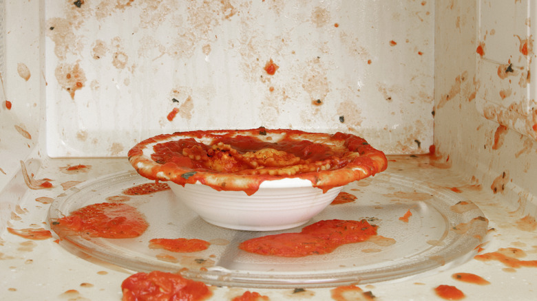 pasta exploded in a microwave