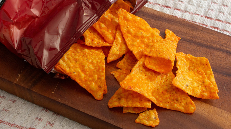 Doritos chips outside of bag
