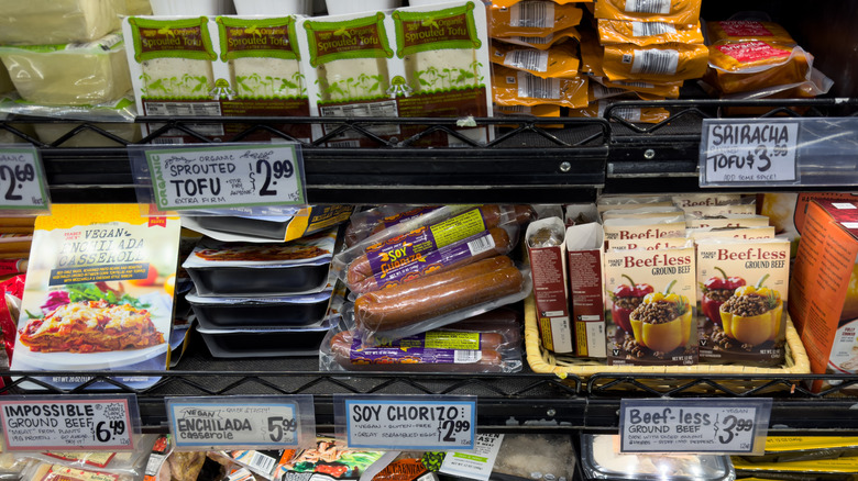 Refrigerated food shelf at a Trader Joe's outlet