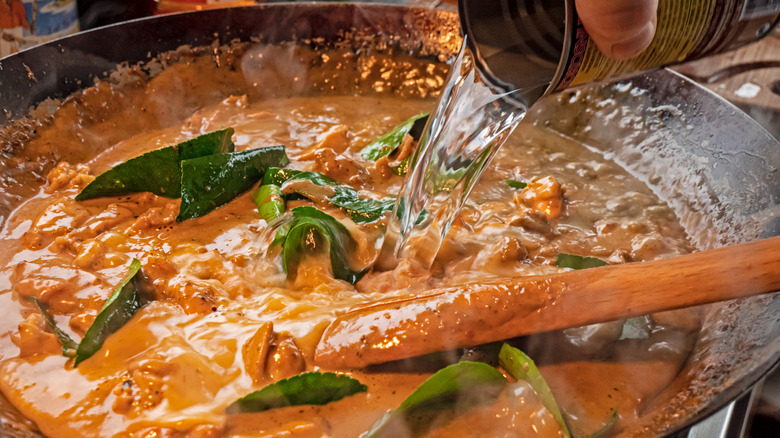 Cooking sauce in a pan