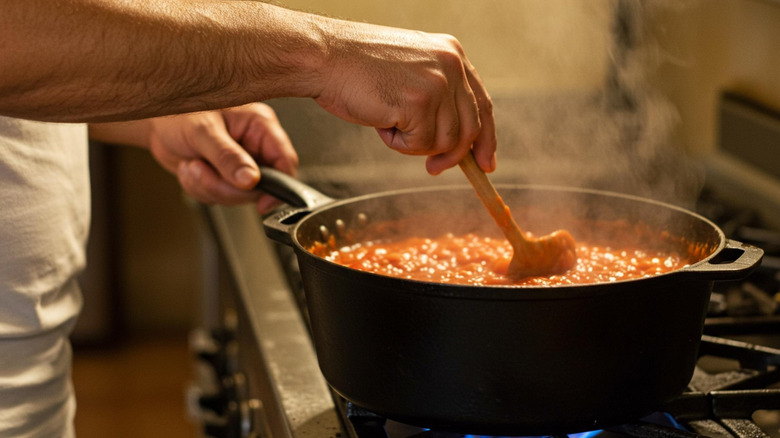 Simmering sauce