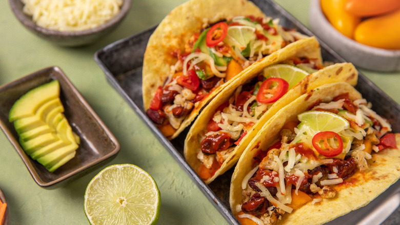 Plate of Tex Mex-style tacos