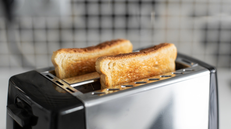 Breakfast of toast and coffee.