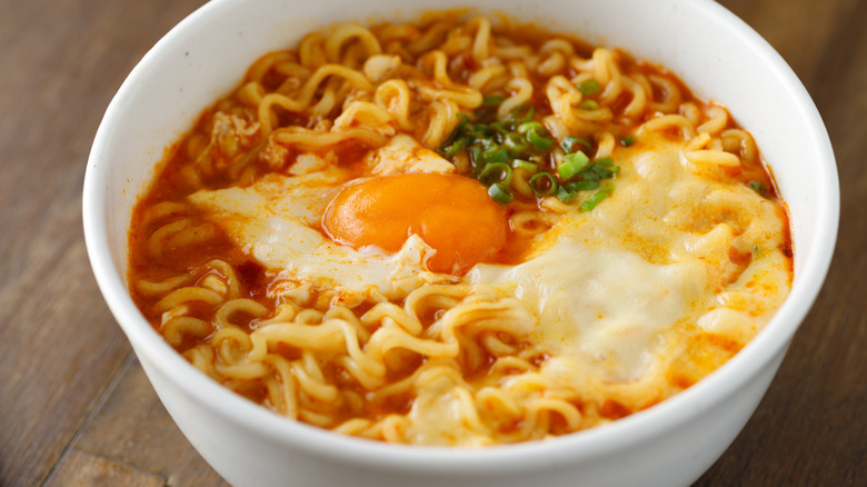 Instant ramen topped with a soft egg