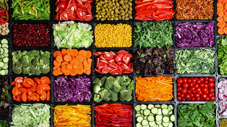 Colorful salad bar toppings