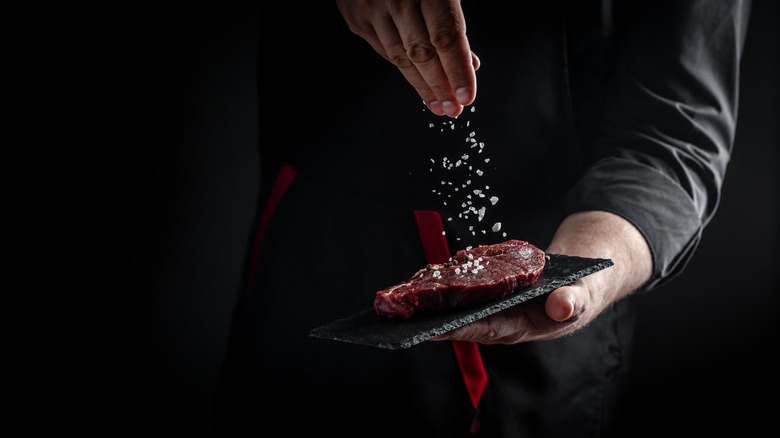 salting a steak