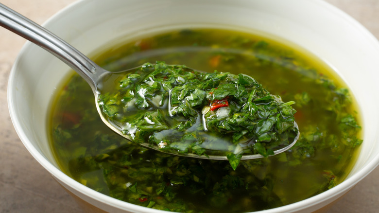 homemade chimichurri in a bowl