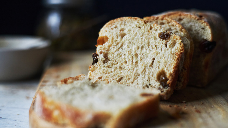 raisin loaf on board