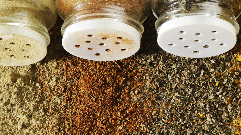 bottles of various spices
