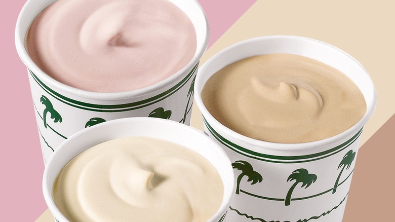 In-N-Out Burger's three flavors of milkshake including strawberry, vanilla, and chocolate