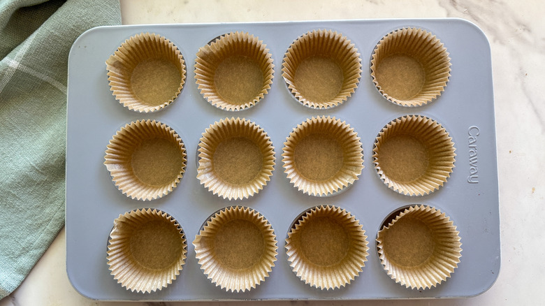 muffin tin with paper liners
