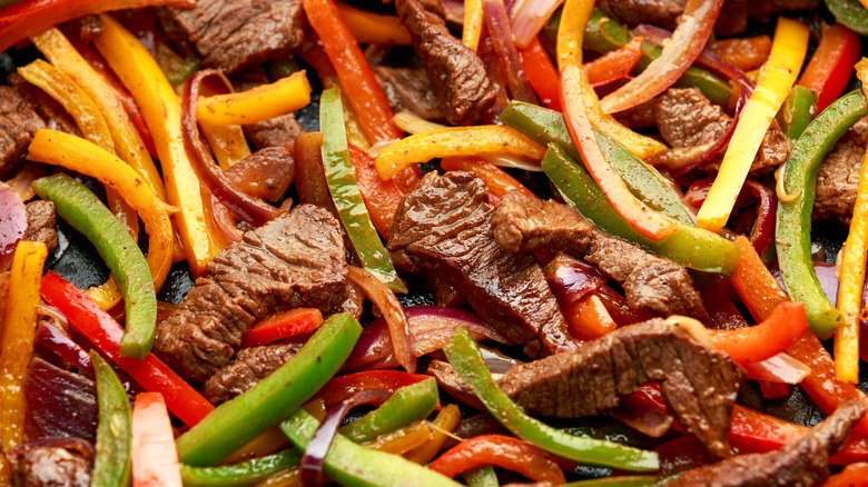 steak fajitas and peppers