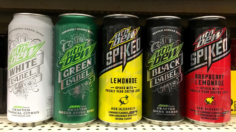 Mountain Dew Spiked Lemonade and Raspberry Lemonade in a row of flavors