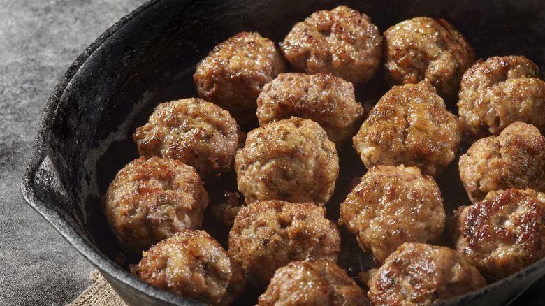 Meatballs in skillet