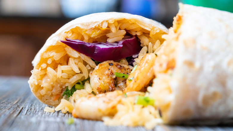 Closeup of burrito