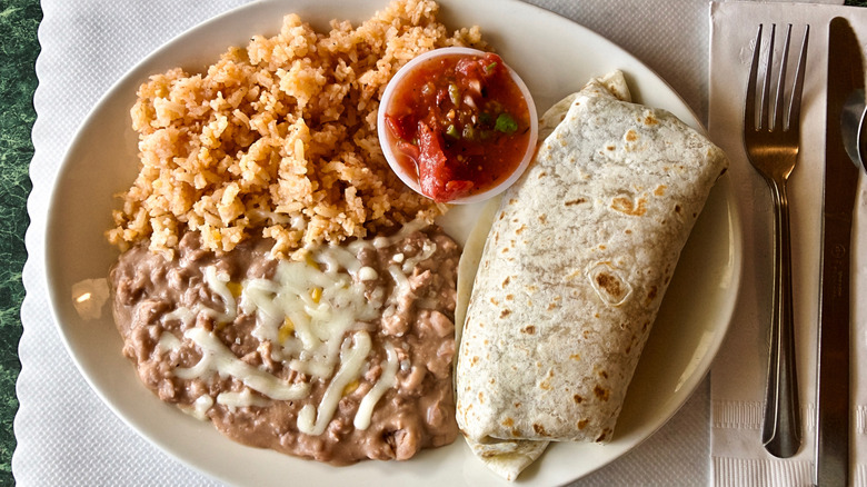 Burrito with rice and beans