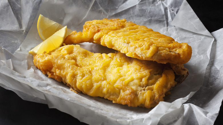 Fried fish on wax paper