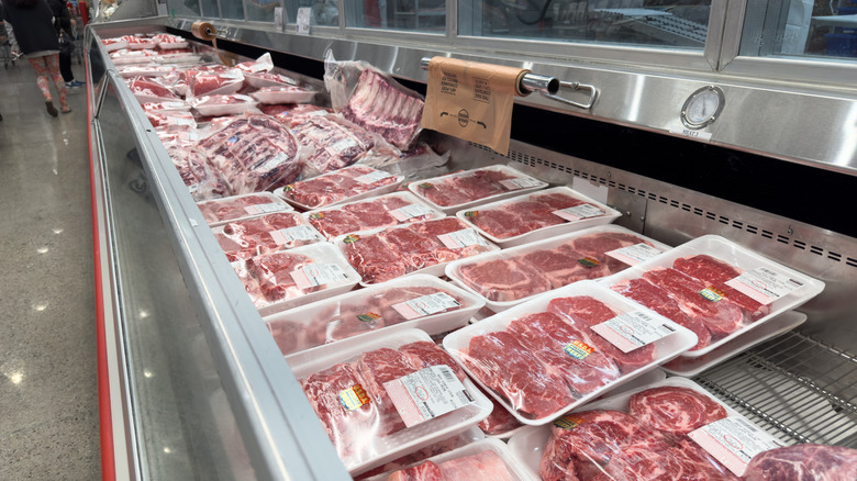 Steaks in the Costco meat and seafood department