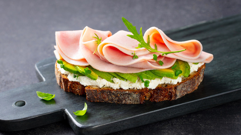 Ham sandwich with cream cheese