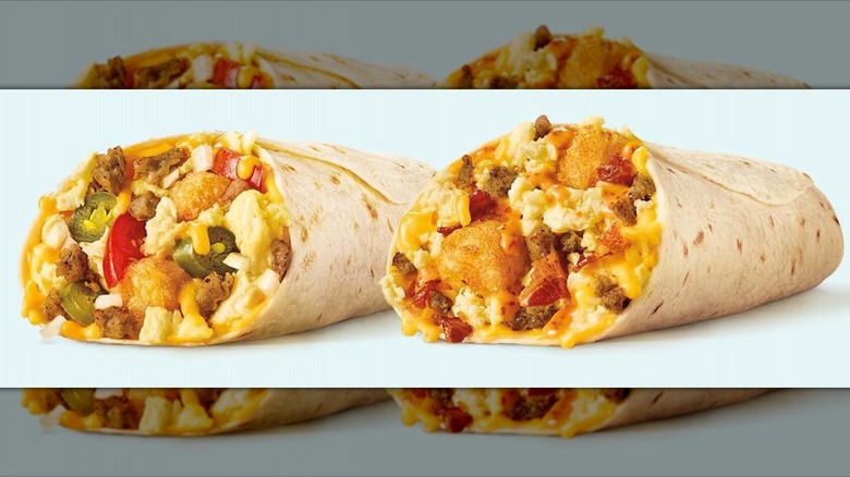 Sonic's SuperSONIC Burrito and Ultimate Burrito on light blue background