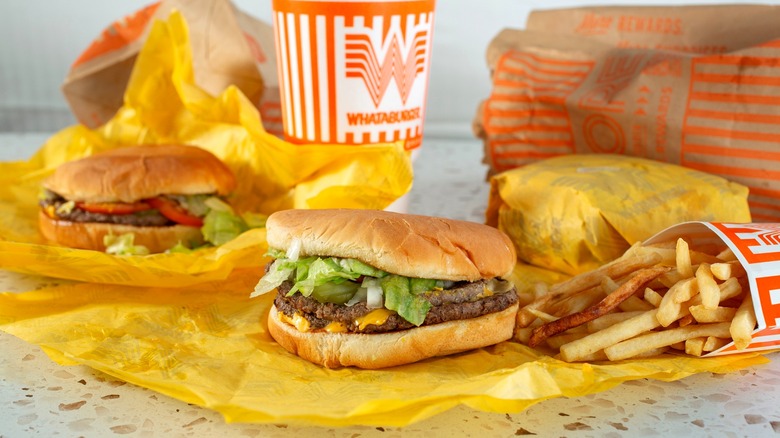 whataburger combo meal with burgers, fries, and soda
