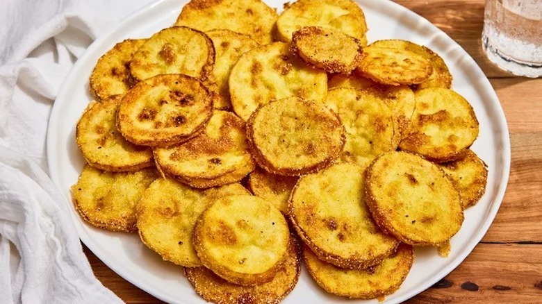 fried squash on a white plate