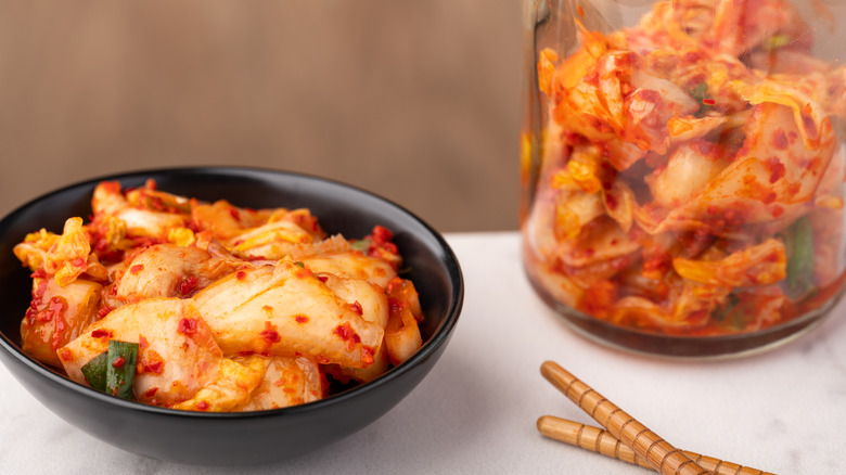 A bowl of kimchi